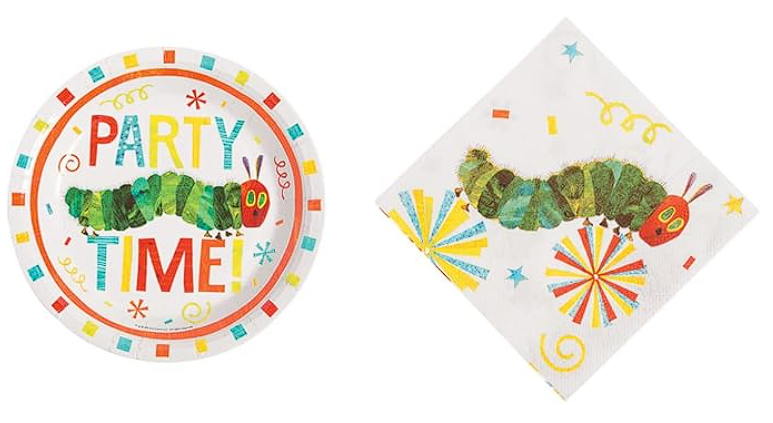 Party time plate and hungry caterpillar napkins