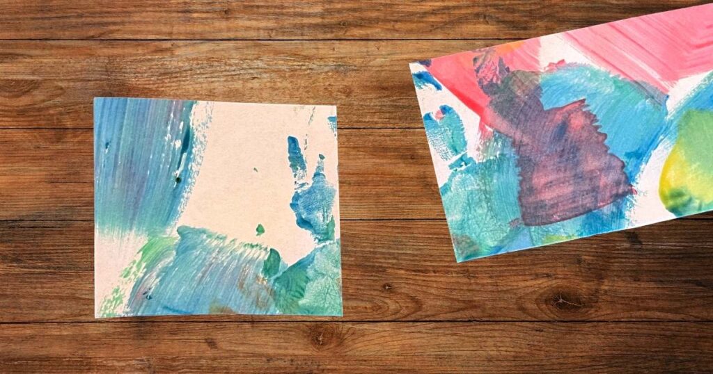Cut square of painted paper
