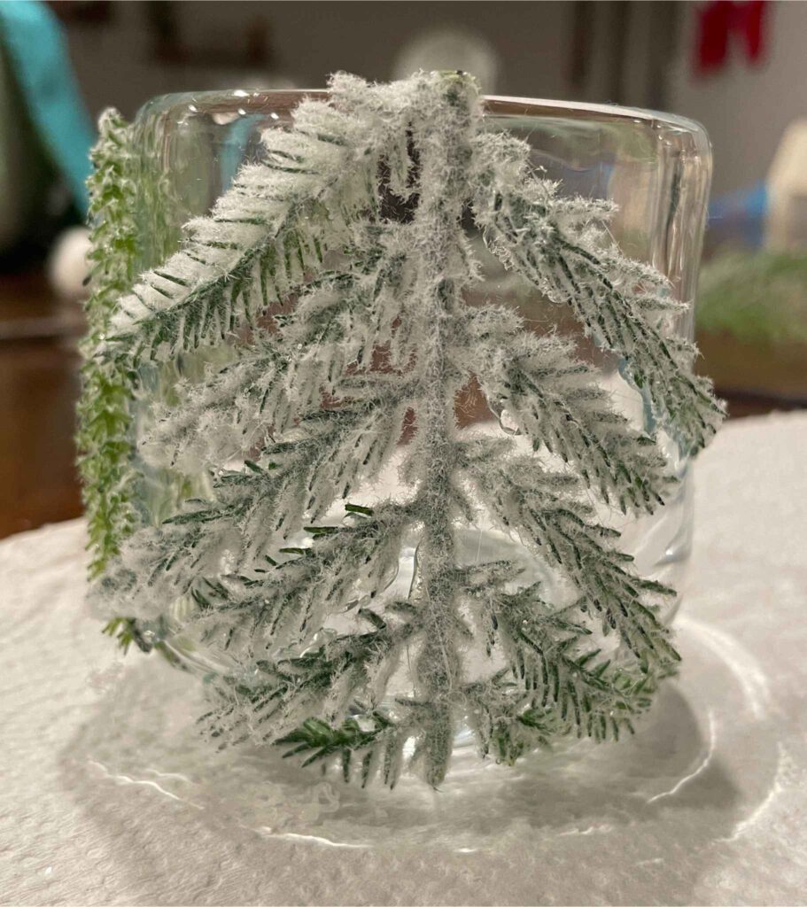 tree glued on candle holder